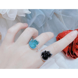 Nhẫn bạc nữ mặt đá hồ ly chất liệu bằng bạc ta MS59