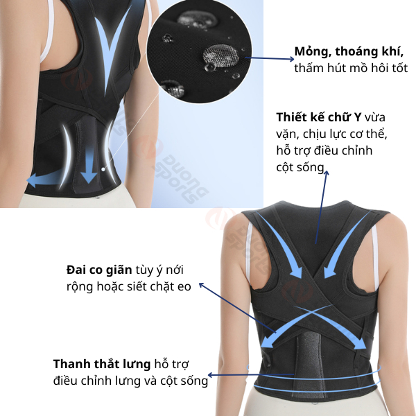 Đai Chống Gù Lưng Cao Cấp Đai Điều Chỉnh Cột Sống Cải Thiện Vóc Dáng Có Nẹp Hỗ Trợ