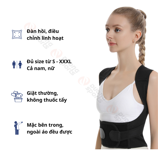 Đai Chống Gù Lưng Cao Cấp Đai Điều Chỉnh Cột Sống Cải Thiện Vóc Dáng Có Nẹp Hỗ Trợ
