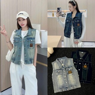 Áo Khoác Jean Nữ Sát Nách Bò Mài Qc,Áo Gile Jean Phối Túi Ngực Size S M - Halinh Shop - Áo Jean Qc Sát Nách