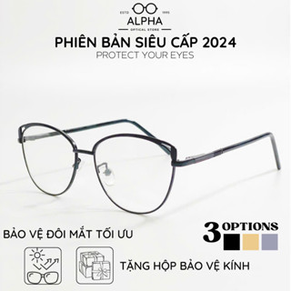 Kính gọng kim loại mắt mèo tròn thời trang dành cho nam nữa có thể lắp cận phù hợp cho nữ học sinh - MÃ A2028