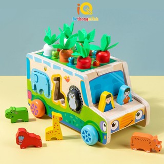 Đồ chơi xe nông trại đa năng ghép hình con vật kèm kéo cà rốt và zic zac - Đồ chơi thông minh phát triển trí tuệ cho bé