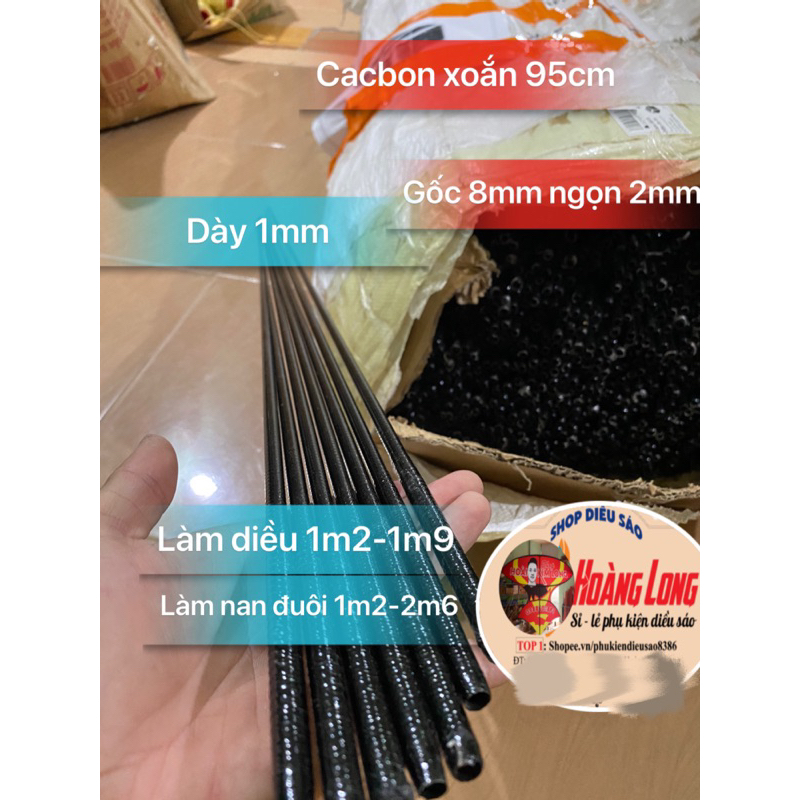 Nan Cacbon đen xoắn dài 95cm dẻo vip