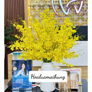 Hoa Lan giả/ Hoa lụa - Hoa Lan Vũ Nữ cành 8 nhánh decor loại 1