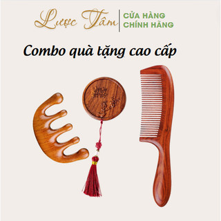 Lược gỗ trắc LƯỢC TÂM cao cấp chải tóc massage chăm sóc tóc và da đầu size 20cm