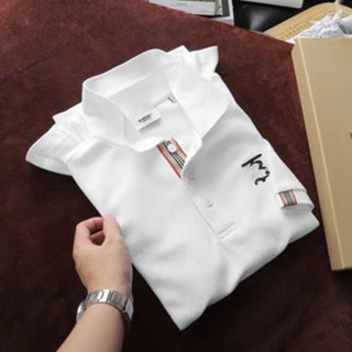 Áo Thun Nam Polo BURBERRY Logo Ghép 2 , Khuy Áo Phối Viền Vải Dệt Vân Tổ Ong Mắt Vải To Sang Trọng Hàng Xịn Chuẩn Hãng