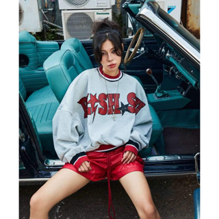 Áo Sweater nữ in chữ BISHSTU chất liệu Nỉ Bông Cotton dày dặn Áo nỉ cổ tròn nữ bo chun dáng Rộng Unisex Cá Tính