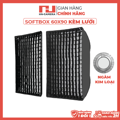 Ô Tản Sáng - Softbox Chữ Nhật 60x90cm Tản Sáng Kim Loại Kèm Lưới