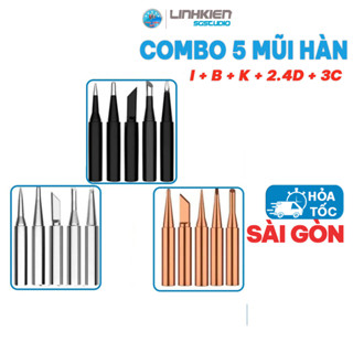 Combo 5 đầu mỏ hàn đồng 900M  I B K 2.4D 3C  thay thế cho mỏ hàn 936 chuẩn xịn , làm nóng nhanh