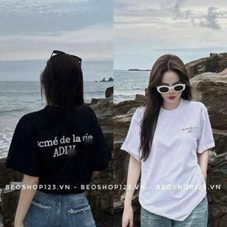 Áo phông thun polly cotton in chữ hai mặt màu đen trắng phom rộng đủ size nam nữ, áo đôi nam nữ đẹp rẻ