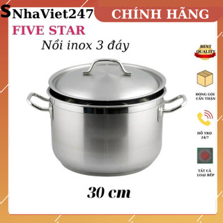 -nồi inox 3 đáy fivestar-32cm-nồi luộc gà,tân hợp thành-đáy từ-dày đẹp,sáng bóng,hàng chính hãng