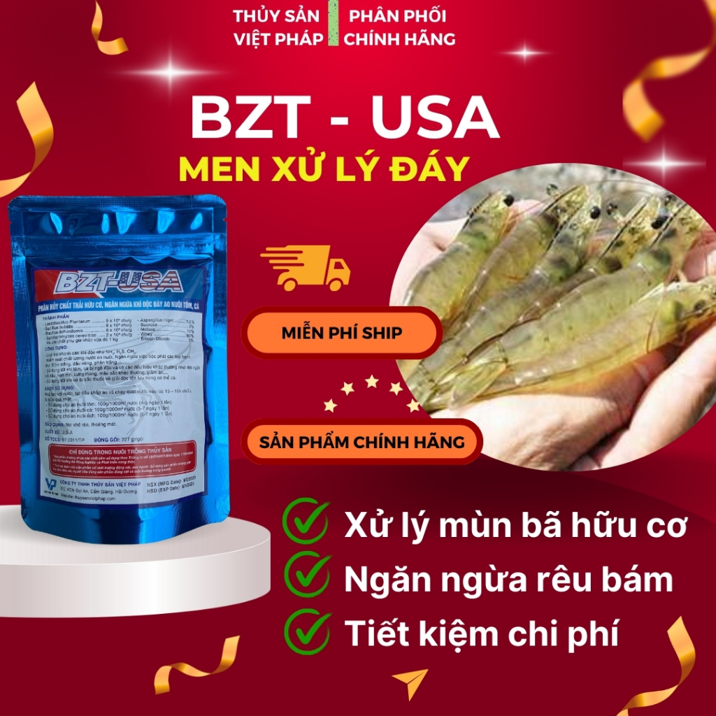 ( Mua 5 tặng 1 ) Men BZT - USA  - Men vi sinh xử lý môi trường nuôi tôm