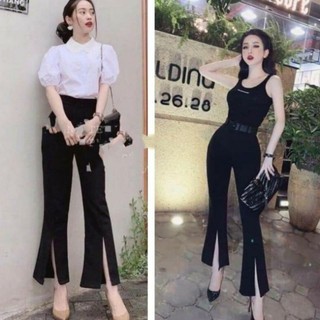Quần vải ống loe xẻ giữa
