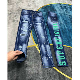 Quần jean nam DSQ xanh in chữ bản 4 cúc chất bò co dãn siêu đẹp mẫu mới trẻ trung giá rẻ