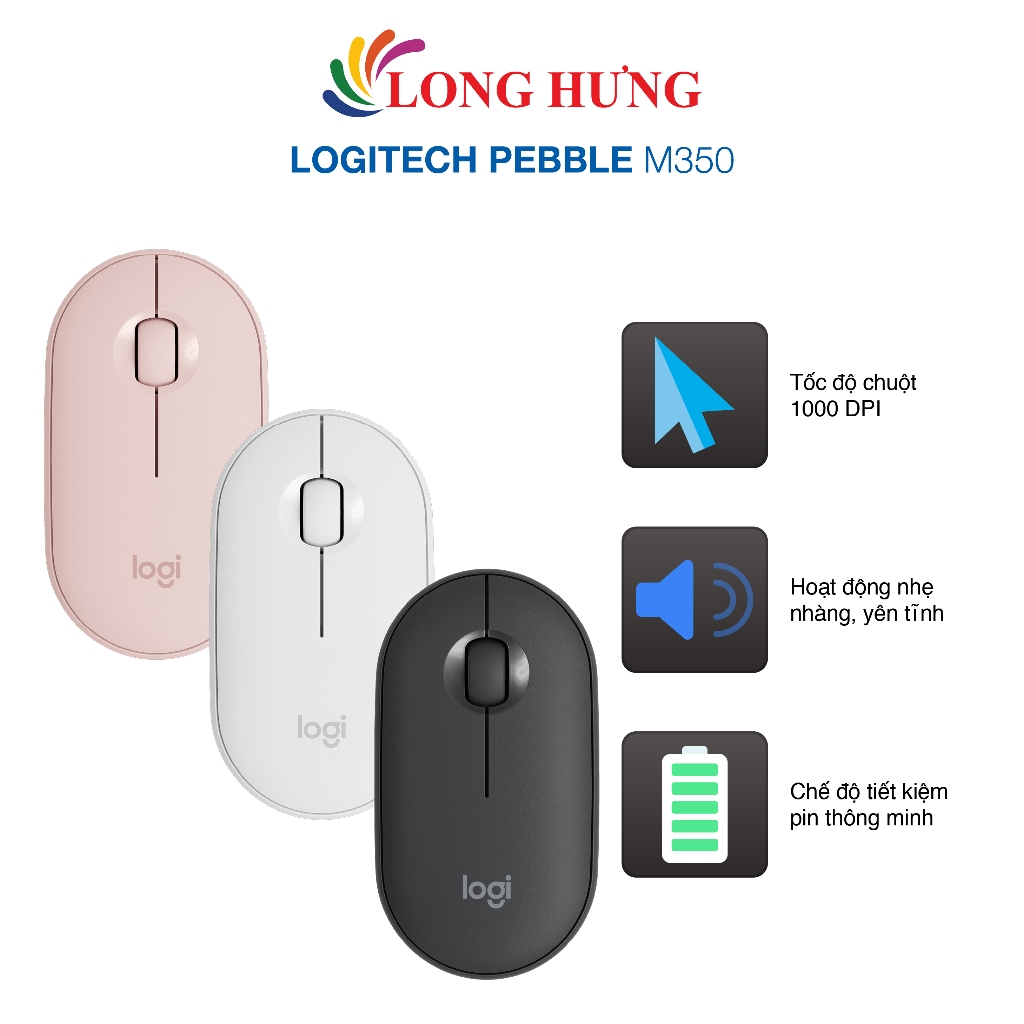 Chuột không dây Logitech Pebble M350 - Hàng chính hãng