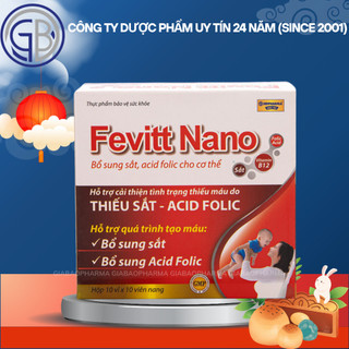 Viên uống bổ sung sắt Fevit Nano bổ máu, cải thiện tình trạng thiếu máu - Hộp 100 viên