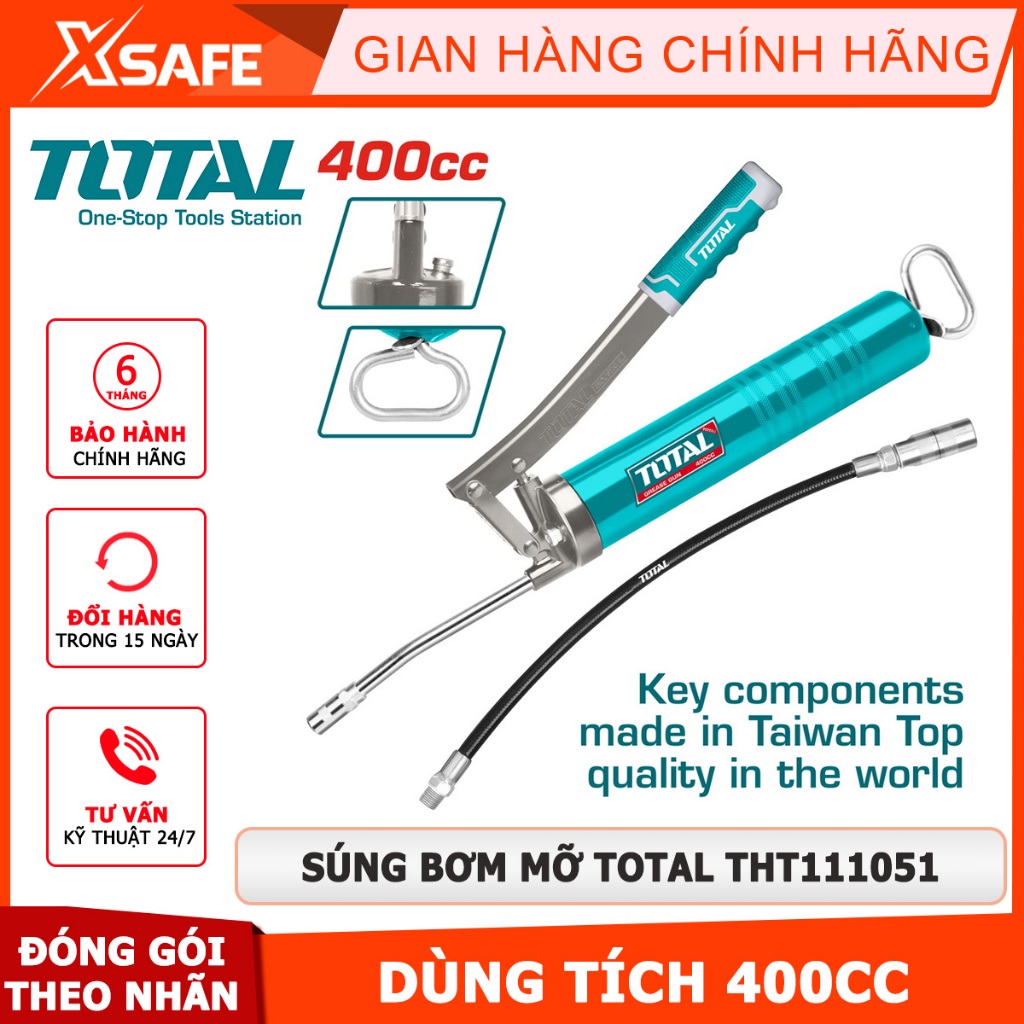 Súng bơm mỡ TOTAL THT111051 dung tích 400cc áp suất làm việc 4500 PSI áp suất tối đa 10000 PSI