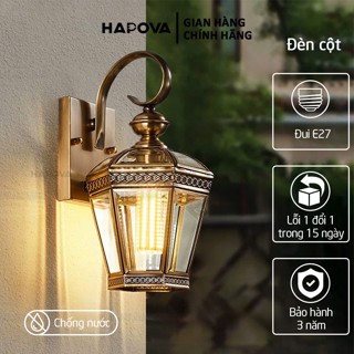 Đèn treo tường ngoài trời trang trí cột cổng bằng Đồng HAPOVA BIVIC 1003