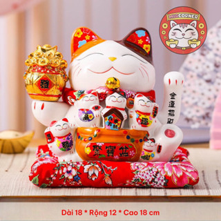 Mèo Thần Tài Vẫy Tay Phong Thuỷ Gốm Sứ Cao Cấp ( Size 18-33 cm)