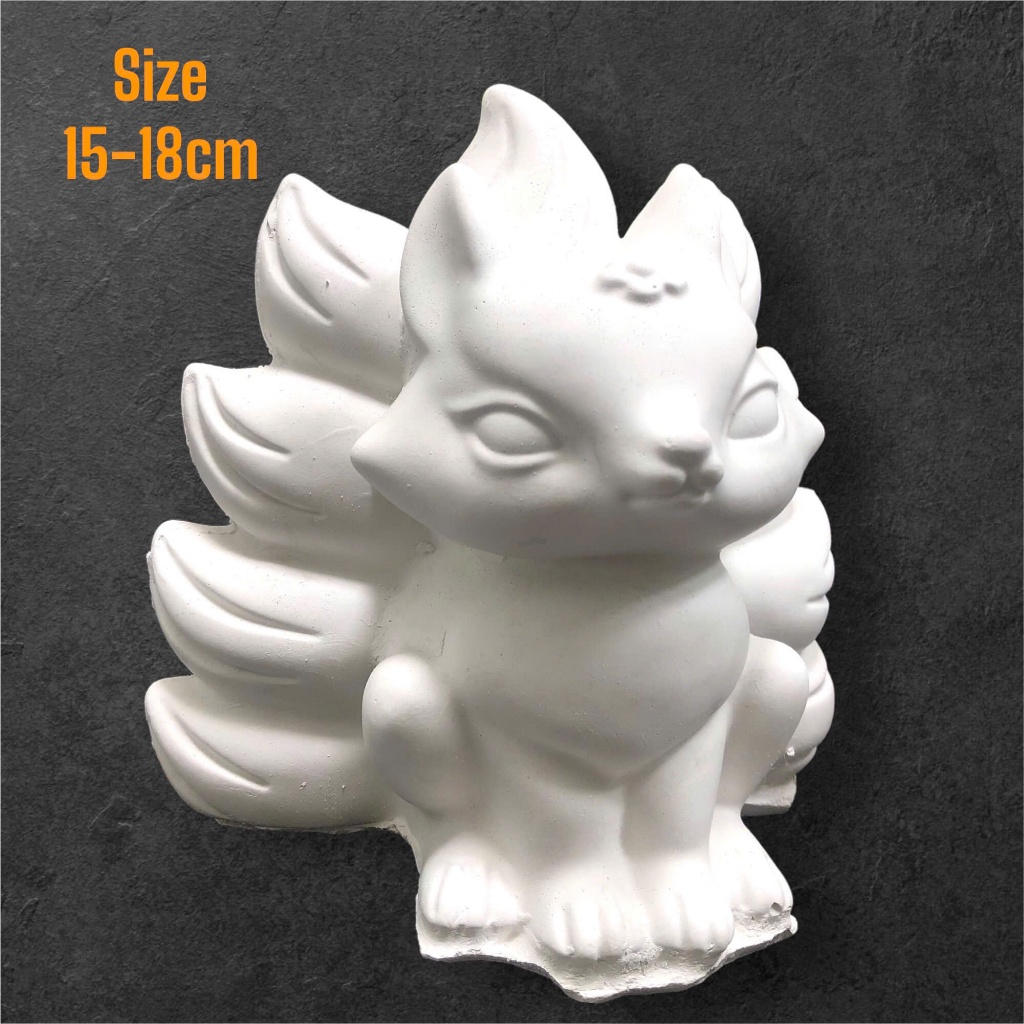 Tượng tô màu thạch cao, tượng hồ ly chín đuôi size lớn cho bé tặng kèm màu và cọ