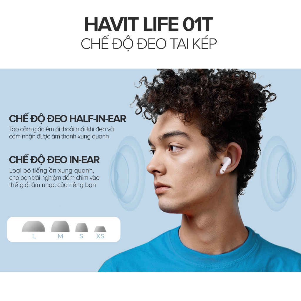 Tai Nghe True Wireless HAVIT LIFE 01T, Bluetooth 5, AI Khử Ồn, Nghe Đến 33H - Hàng Chính Hãng | BigBuy360 - bigbuy360.vn