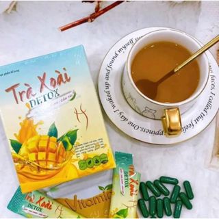 Trà Xoài Gảm Cân Detox Kelly Giảm Mỡ, đào thải độc tố, thanh nhiệt cơ thể, tặng kèm vitamin (12g/h)