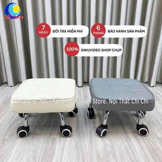 Ghế Xoay Bánh Xe Vuông Múi Bọc Da Ngồi Chơi Đóng Hàng Hay Làm Nail Chân Cho Khách Cao 22cm Bọc Da Nhấn Múi Xinh