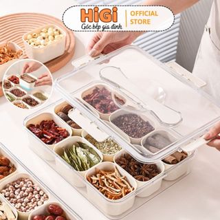 Hộp Nhựa Đựng Thực Phẩm Nhiều Ngăn Nắp Đậy Khoá Bấm Kín Khí Có Thể Lưu Trữ Đồ Tủ Lạnh An Toàn HiGi