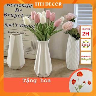 Bình Hoa Bằng Nhựa Giả Gốm Trang Trí Nhà Cửa Để Bàn Phong Cách Bắc Âu– TiTi Decor