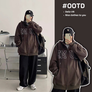 Áo hoodie zip unisex khoác ngoài form rộng, Áo nỉ hoodie có mũ mặc cặp đôi nam nữ dày dặn chất đẹp màu đen, ghi, hồng