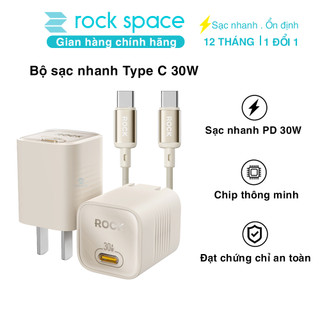 Bộ củ cáp sạc nhanh typeC cho iphone 15 ROCK Ice²Cube sạc nhanh 30W Hàng chính hãng Rockspace BH 12 tháng