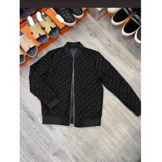 Áo Khoác Bomber Dior Dập Vân 2 Lớp Nổi Dáng Rộng Cho Nam Nữ