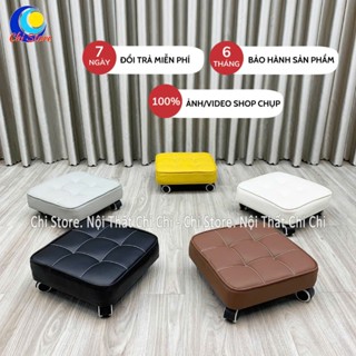 Ghế Bánh Xe Nail Bệt Làm Móng Chân Thấp Vuông Múi Bọc Da Sang Chảnh, Ghế Xoay Trẻ Em Ngồi Chơi, Người Lớn Ngồi Đóng Hàng