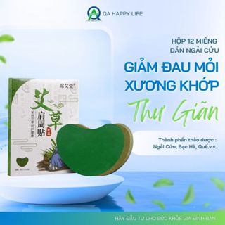 Hộp 12 miếng dán ngãi cứu QA HAPPY LIFE giúp giảm đau mỏi xương khớp lưu thông tuần hoàn máu