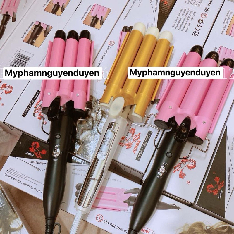 Máy làm xoăn 3 trục, xoăn sóng nước, Dập xoăn hippie 3 càng