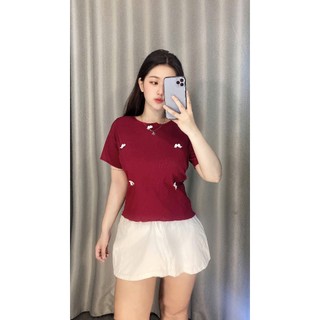 Áo thun basic đính nơ nữ bigsize (60-90kg)- A29