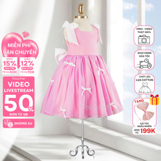 Đầm váy dự tiệc cho bé gái Tutupetti thiết kế nơ vai lớn yêu kiều