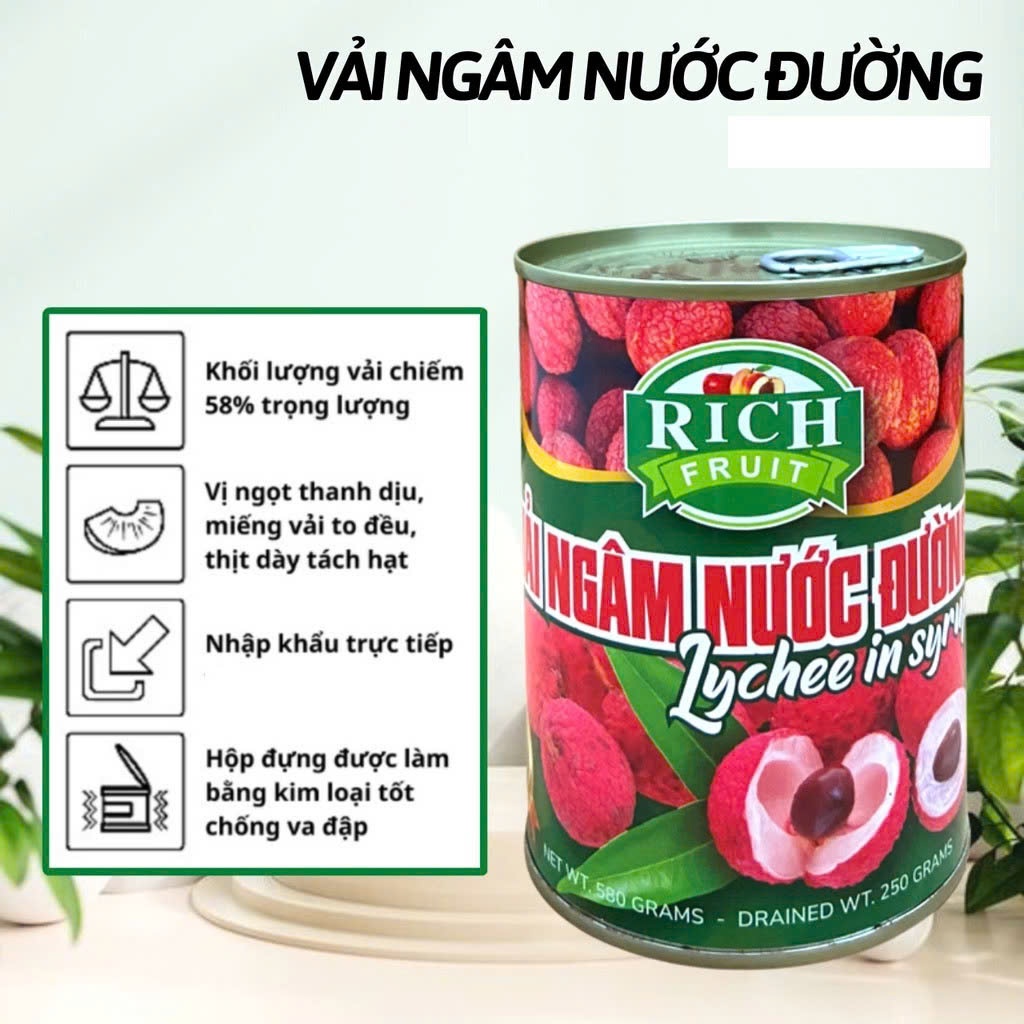 Vải ngâm nước đường 565g (đủ loại)