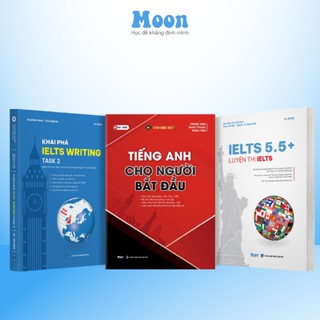 Bộ sách ielts cho người mới bắt đầu từ 0-5.5+, sách tiếng anh luyện thi Ielts moonbook