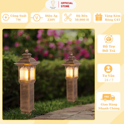 Đèn Cột Sân Vườn Energy Green Lighting DSV-1172 - (62cm ) Kháng Nước - Decor Trang Trí Ngoài Trời - Tặng Kèm Bóng G45
