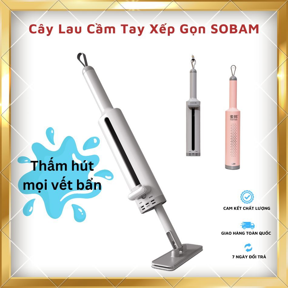 Cây Lau Đa Năng Tự Vắt SOBAM, Chổi Lau Bàn Bếp Mini Tự Vắt, Lau Phòng Tắm, Kính Ô Tô