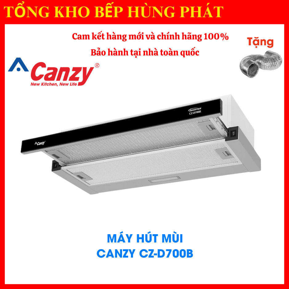 Máy hút mùi Canzy CZ-D700B-70cm-inox/kính , Bảo hành 3 năm, Công suất hút: 750m3/h chạy êm