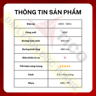 Quạt sàn TICO SB4 - Công suất 48W - Hàng chính hãng - Tiết kiệm điện - Bào hành 12 tháng - 100% motor đồng