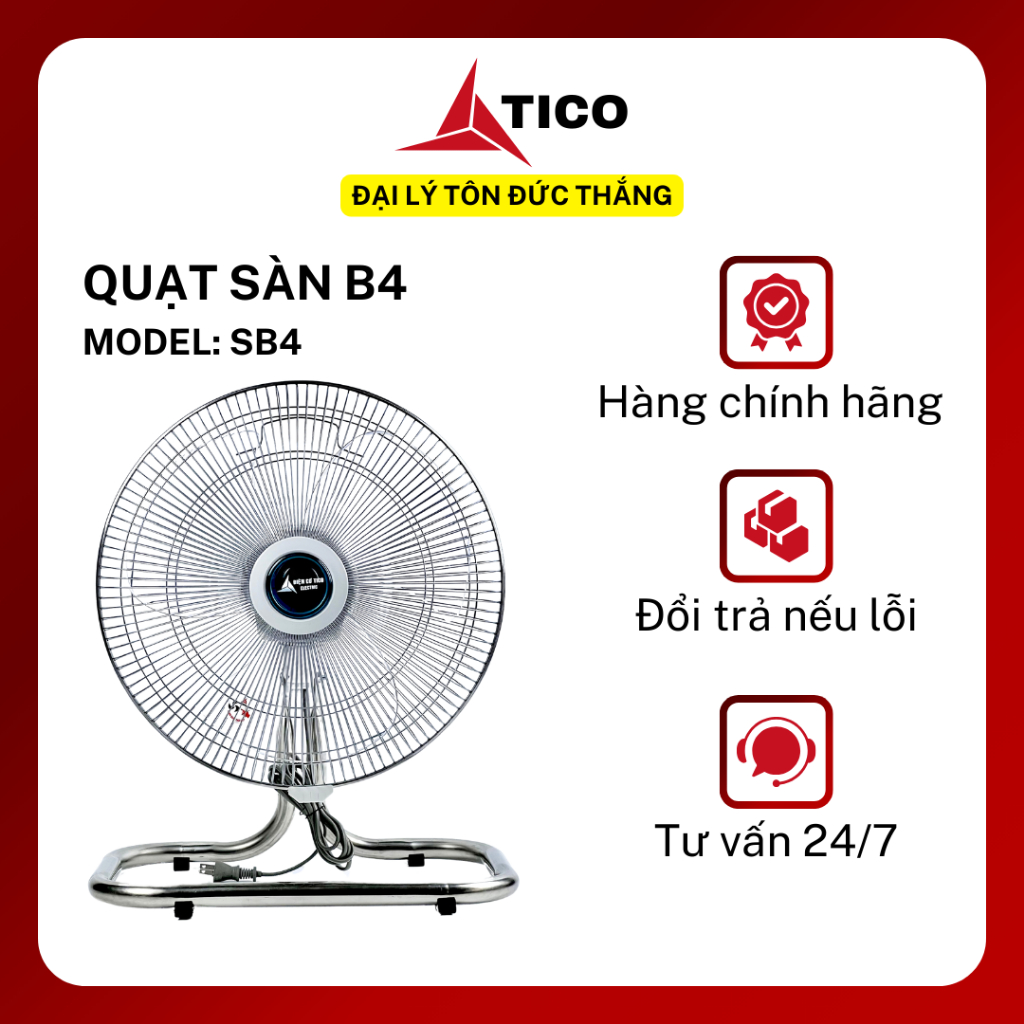 Quạt sàn TICO SB4 - Công suất 48W - Hàng chính hãng - Tiết kiệm điện - Bào hành 12 tháng - 100% motor đồng