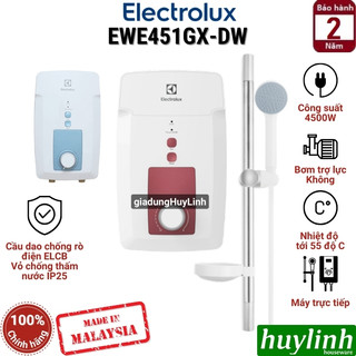 Máy nước nóng trực tiếp electrolux ewe451gx-dw - công suất 4500w - không bơm trợ lực