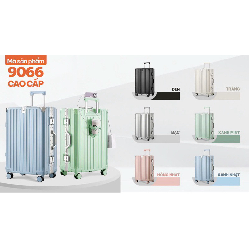 Vali Bamozo 9066 cao cấp kèm cổng sạc,khay đựng cốc nước