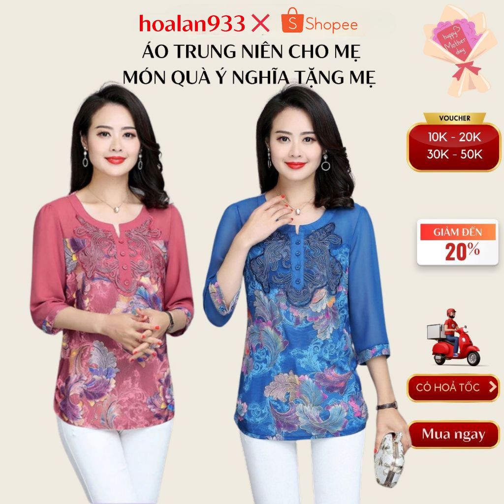 áo sơ mi nữ trung niên cao cấp (sm thêu)