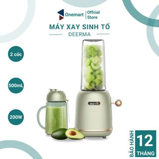 Máy xay sinh tố cầm tay 2 cối 500mL Deerma công suất 200W, máy xay hoa quả cắm điện xay đa năng, xay đá nhỏ BH 12 tháng