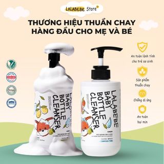 Nước và Gel Rửa Bình Sữa Thuần Chay Lalabebe K-MOM Hàn Quốc Làm Sạch Tối Ưu Chai 500ml Túi 400ml