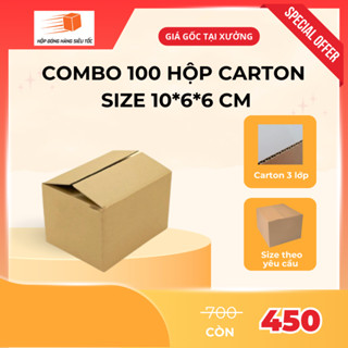 10x6x6 Combo 100 hộp carton đóng hàng hộp giấy giá rẻ